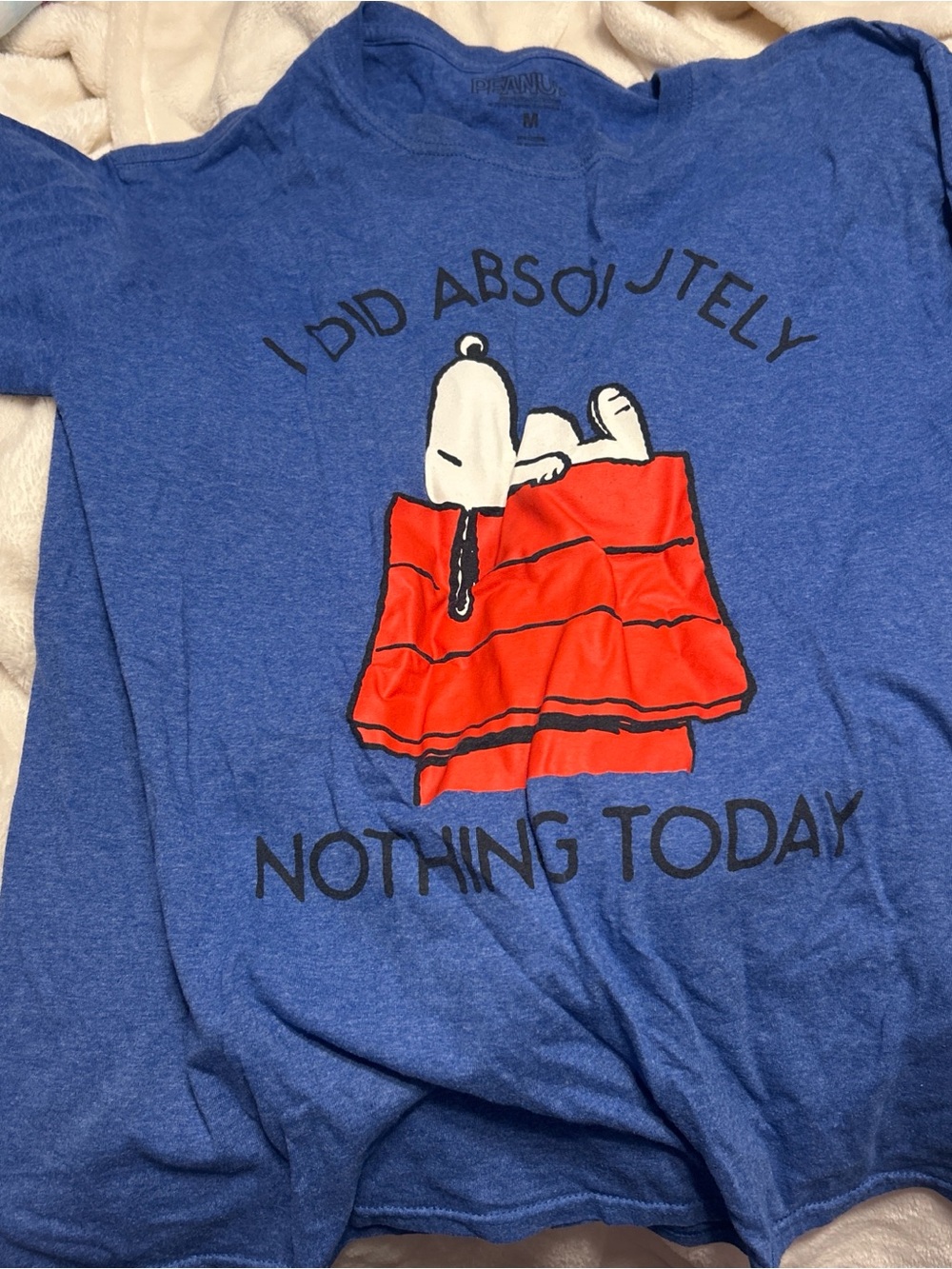 Blue Snoopy Graphic Tee - "I Did Absolutely Nothing Today"